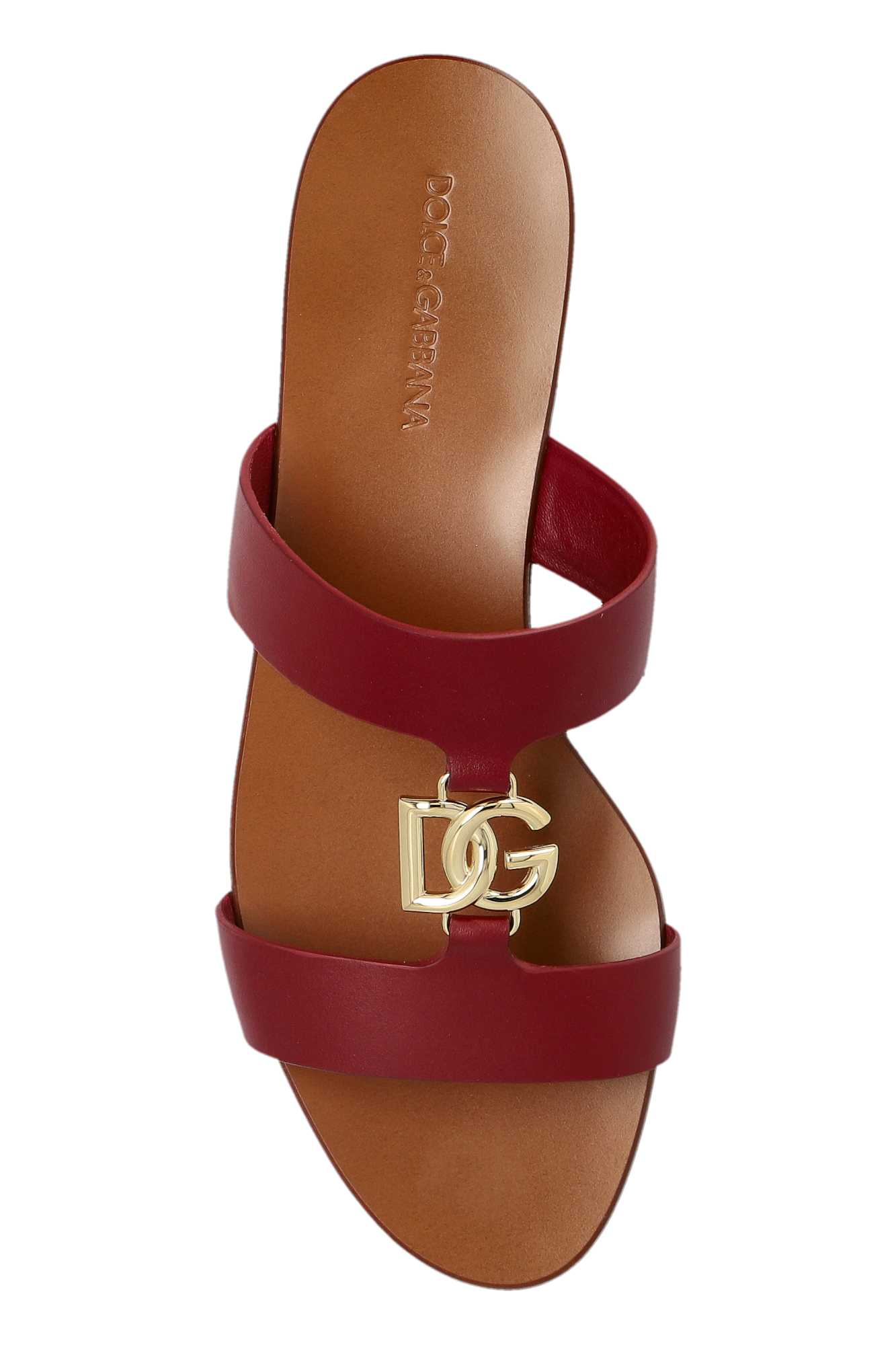 Dolce & Gabbana パーティーバッグ ブラウン Red Slides with a logo-shaped appliqué Dolce & Gabbana